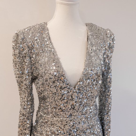 Lulus Silver Sequin Mini Dress - Picture 2 of 13